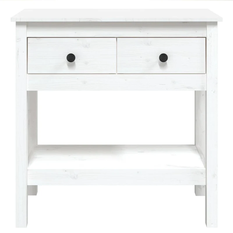 Table d'appoint console pratique avec tiroirs pour une entrée organisée 75 x 35 x 75 cm bois de pin blanc DEC031711