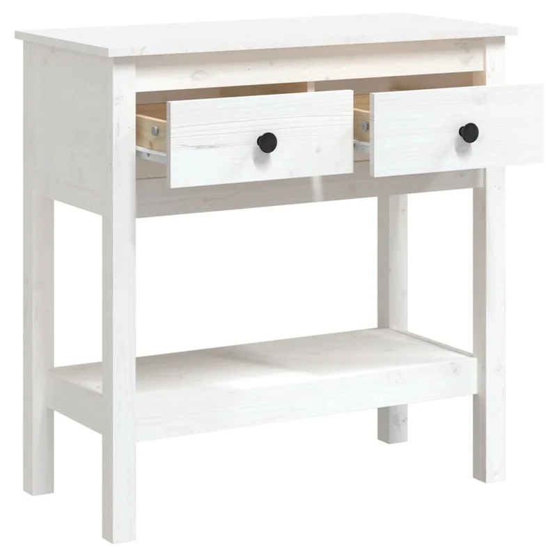 Table d'appoint console pratique avec tiroirs pour une entrée organisée 75 x 35 x 75 cm bois de pin blanc DEC031711