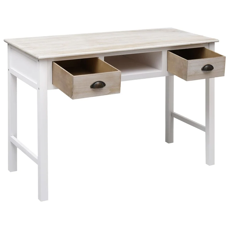Table d'appoint console pratique avec tiroirs pour une entrée organisée 110 x 45 x 76 cm bois marron et blanc DEC031535