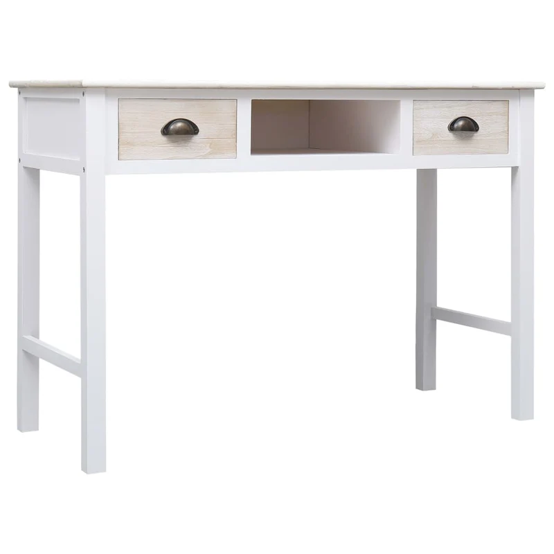 Table d'appoint console pratique avec tiroirs pour une entrée organisée 110 x 45 x 76 cm bois marron et blanc DEC031535