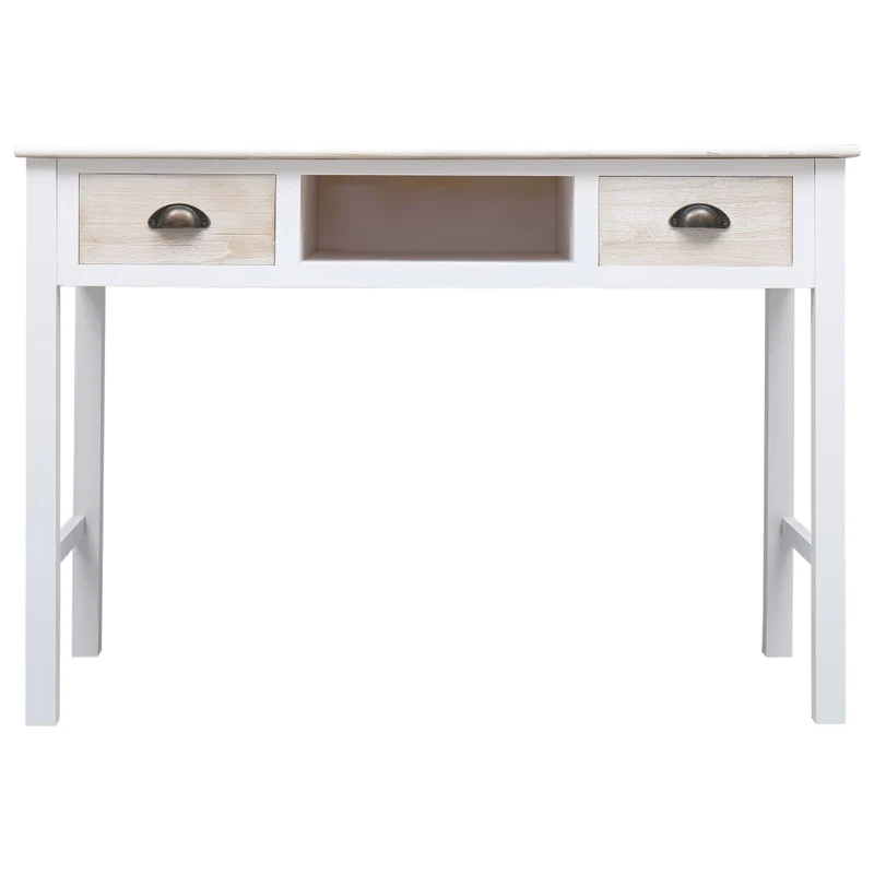 Table d'appoint console pratique avec tiroirs pour une entrée organisée 110 x 45 x 76 cm bois marron et blanc DEC031535