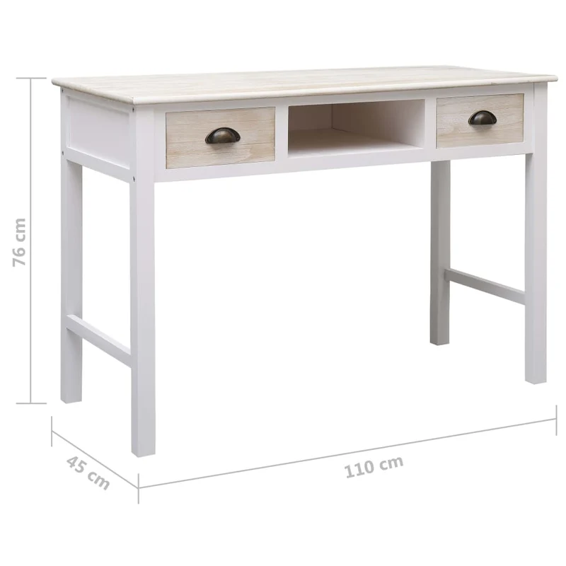Table d'appoint console pratique avec tiroirs pour une entrée organisée 110 x 45 x 76 cm bois marron et blanc DEC031535