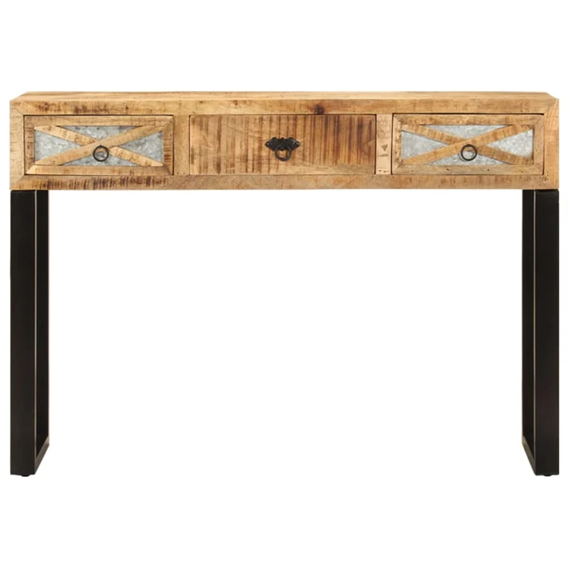 Table d'appoint console pratique avec tiroirs pour une entrée organisée 110 x 30 x 76 cm bois de manguier massif brun DEC031502