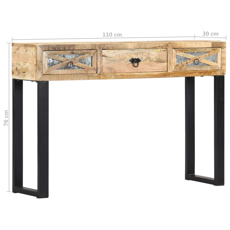 Table d'appoint console pratique avec tiroirs pour une entrée organisée 110 x 30 x 76 cm bois de manguier massif brun DEC031502