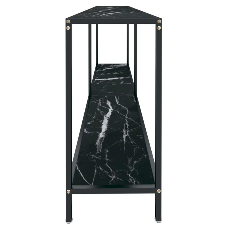 Table d'appoint console pratique pour une entrée organisée 180 x 35 x 75,5 cm verre trempé et acier noir DEC032128