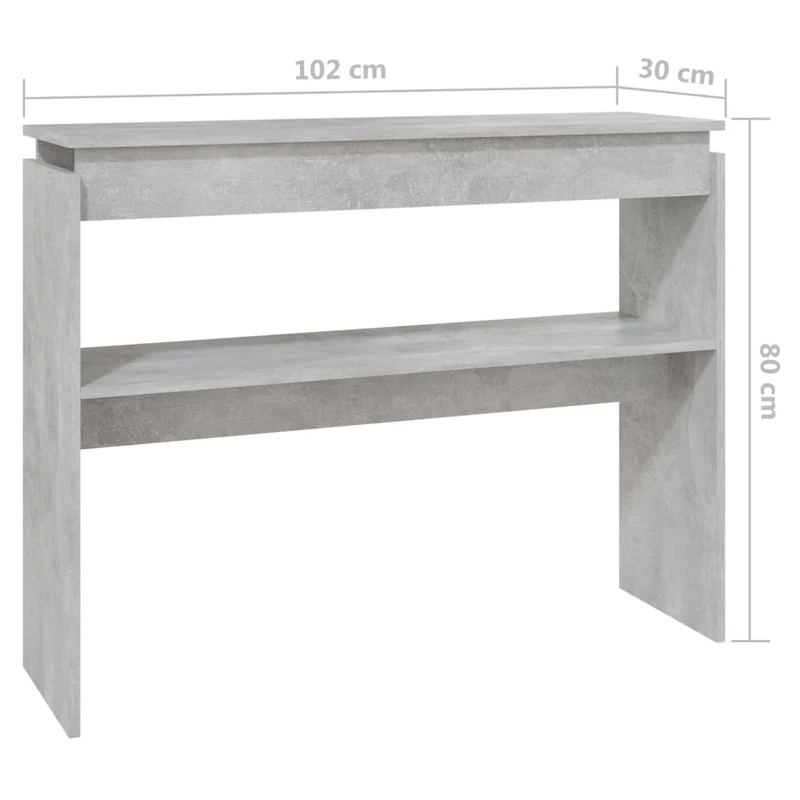 Table d'appoint console pratique pour une entrée organisée 102 x 30 x 80 cm bois d'ingénierie gris DEC032014