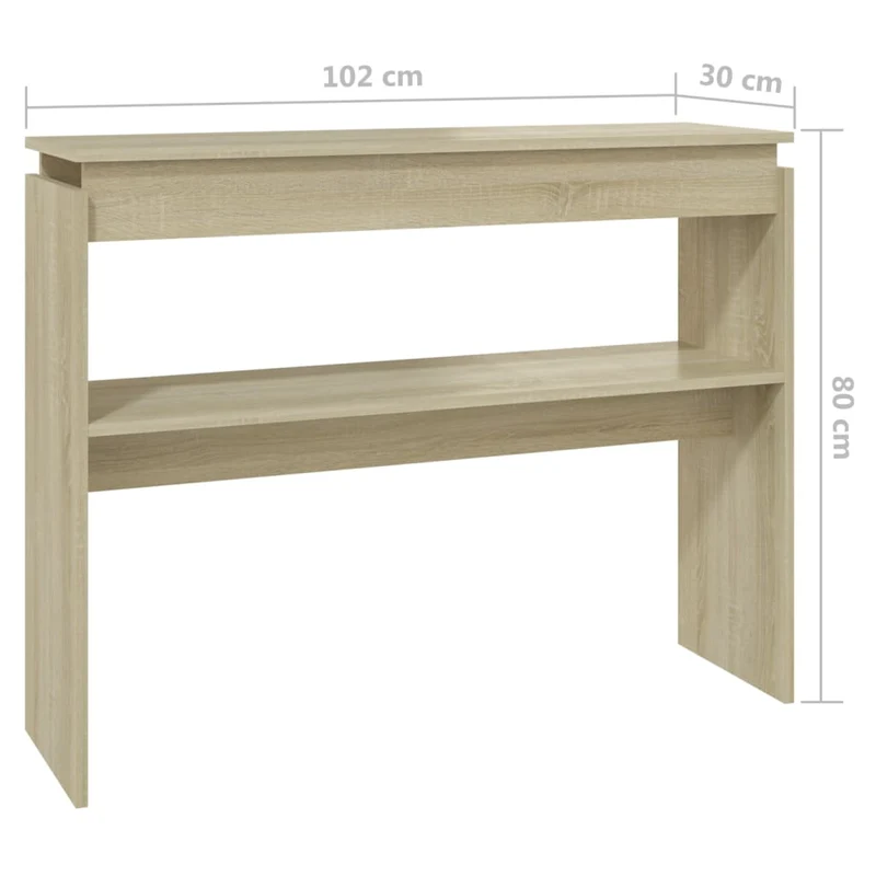 Table d'appoint console pratique pour une entrée organisée 102 x 30 x 80 cm bois d'ingénierie couleur chêne DEC031925