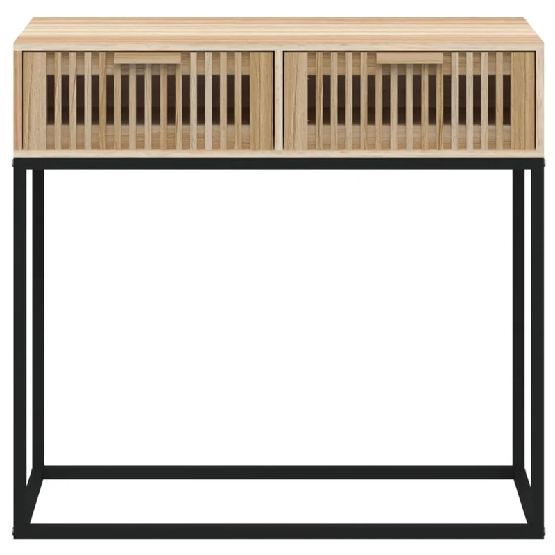 Table d'appoint console pratique avec tiroirs de rangement 80 x 30 x 75 cm bois d'ingénierie et fer DEC031573