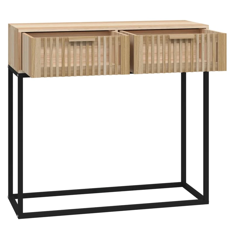 Table d'appoint console pratique avec tiroirs de rangement 80 x 30 x 75 cm bois d'ingénierie et fer DEC031573