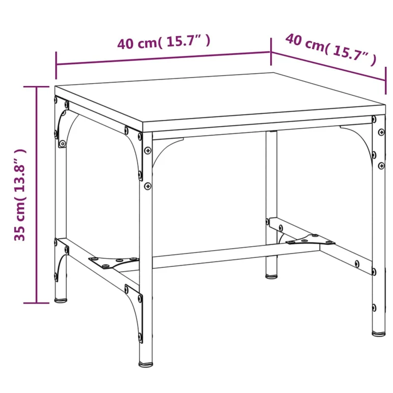 Set de 2 tables d'appoint 40 x 40 x 35 cm bois d'ingénierie gris et acier DEC031316