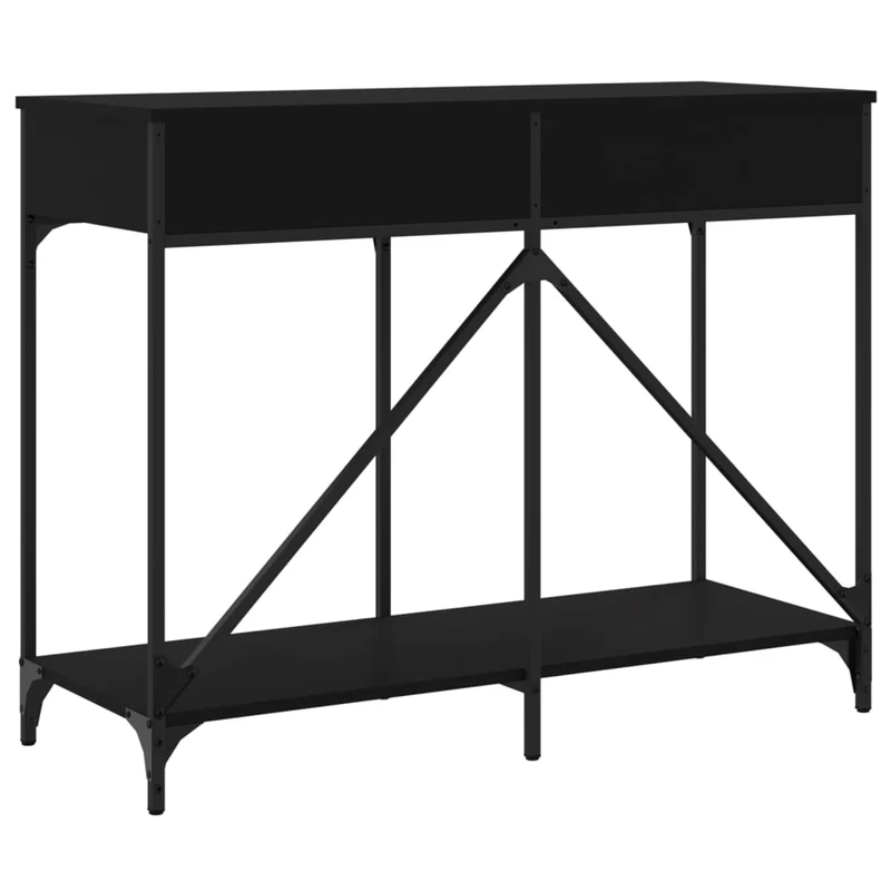 Meuble d'entrée table console design élégant avec tiroirs 100 x 39 x 78,5 cm bois d'ingénierie et acier noir DEC032085