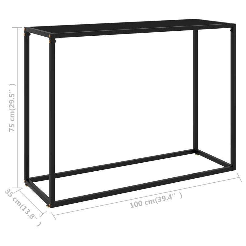 Meuble d'entrée table console design élégant 100 x 35 x 75 cm verre trempé et acier DEC032081