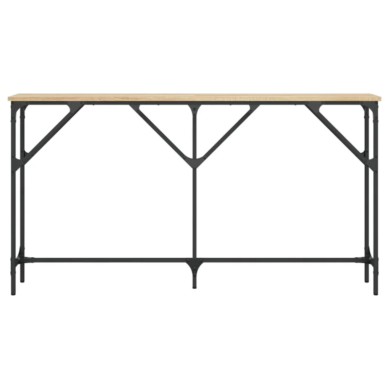 Meuble d'entrée table console design élégant 140 x 23 x 75 cm bois d'ingénierie marron et métal DEC031929