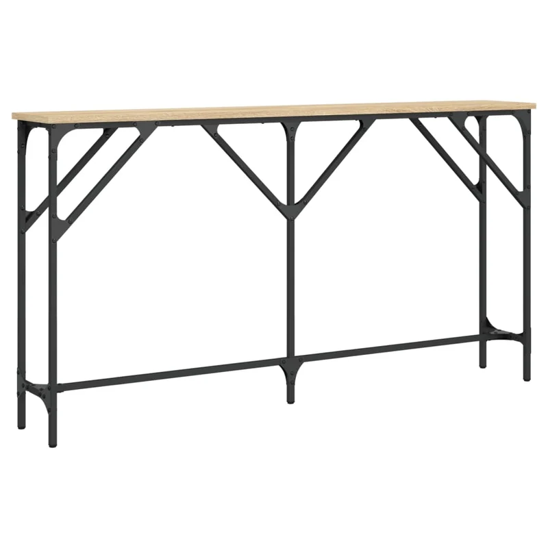 Meuble d'entrée table console design élégant 140 x 23 x 75 cm bois d'ingénierie marron et métal DEC031929
