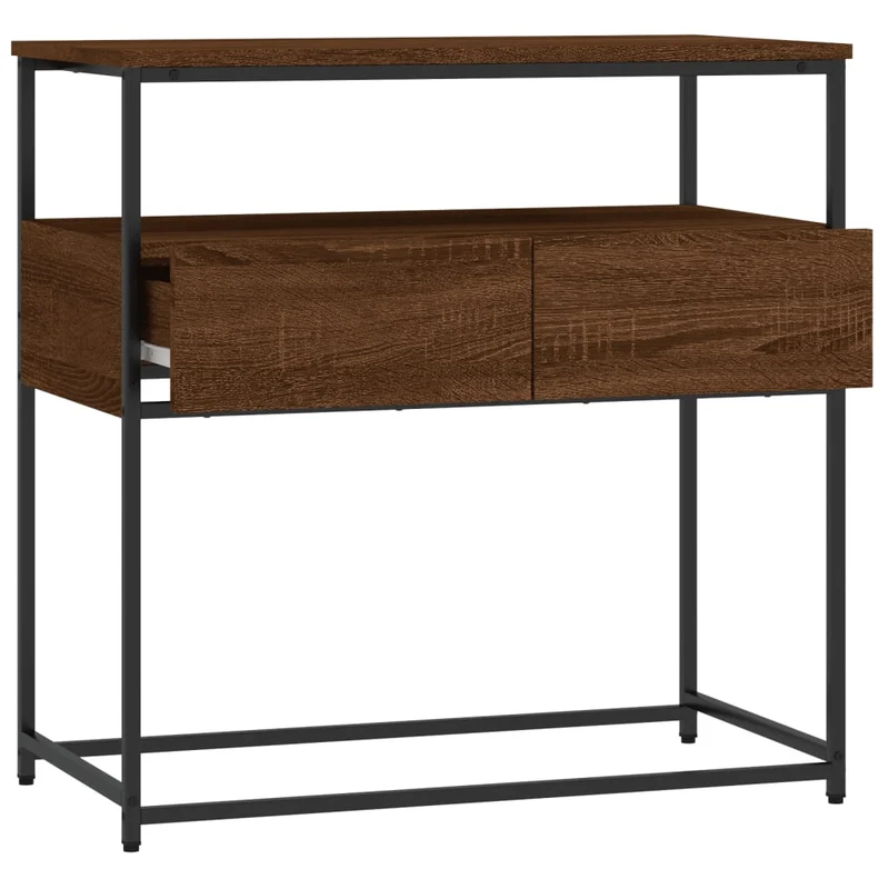 Meuble d'entrée table console design élégant avec tiroirs 75 x 40 x 75 cm bois d'ingénierie marron et métal DEC031889