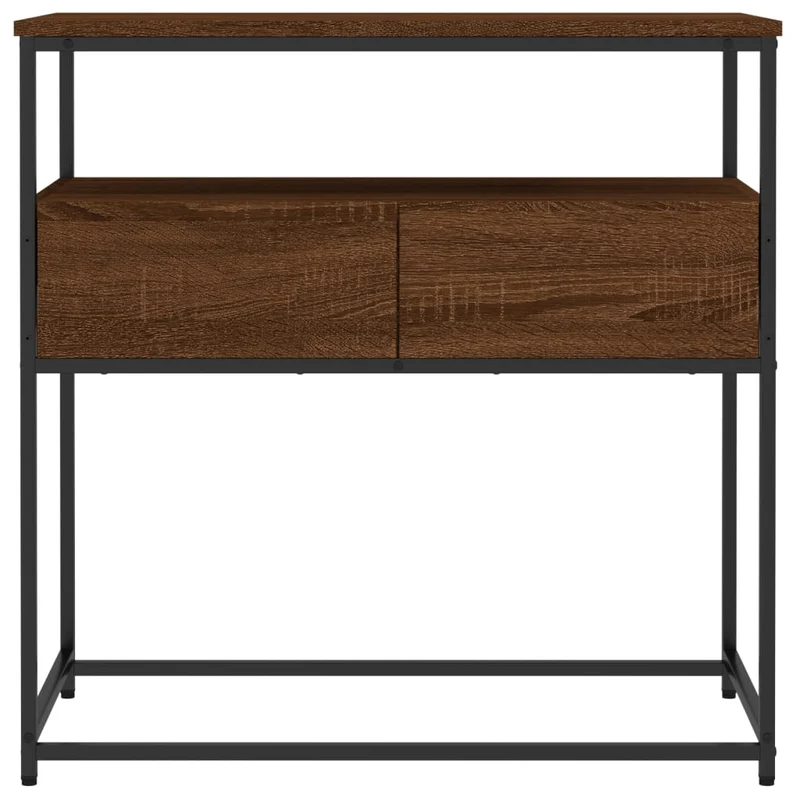 Meuble d'entrée table console design élégant avec tiroirs 75 x 40 x 75 cm bois d'ingénierie marron et métal DEC031889