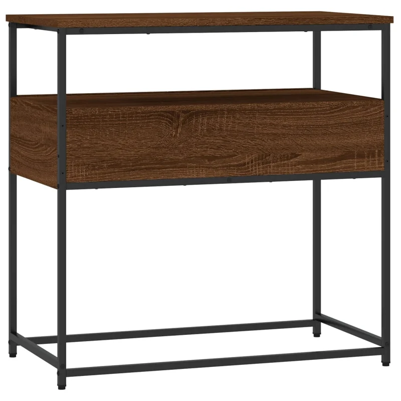 Meuble d'entrée table console design élégant avec tiroirs 75 x 40 x 75 cm bois d'ingénierie marron et métal DEC031889