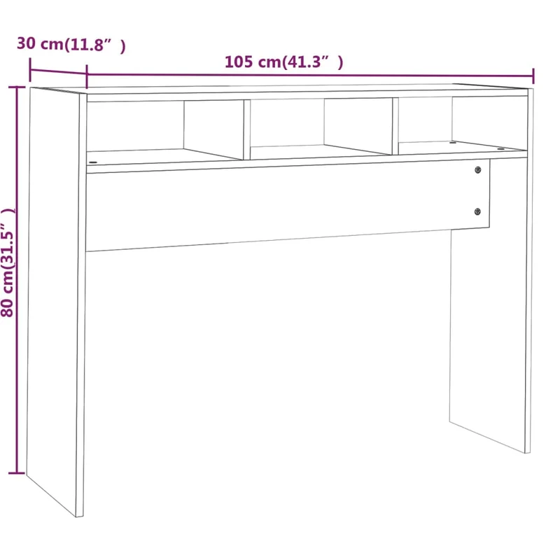 Meuble d'entrée table console design élégant avec compartiments 105 x 30 x 80 cm bois d'ingénierie marron DEC031782