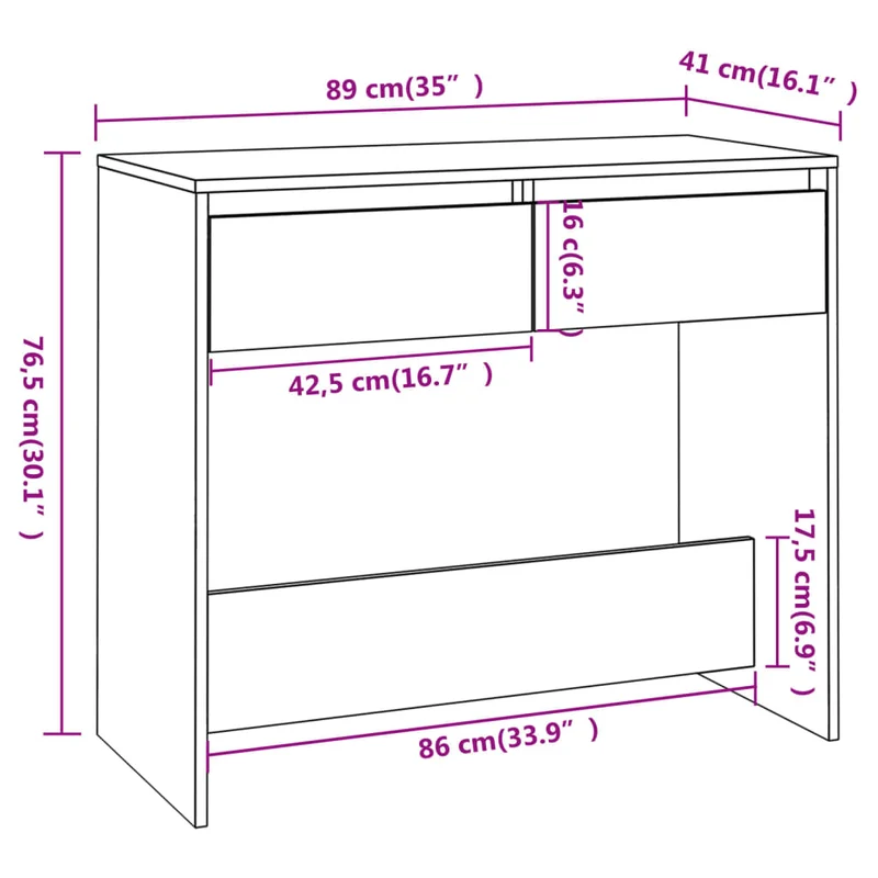 Meuble d'entrée table console design élégant avec tiroirs 89 x 41 x 76,5 cm aggloméré blanc DEC031722