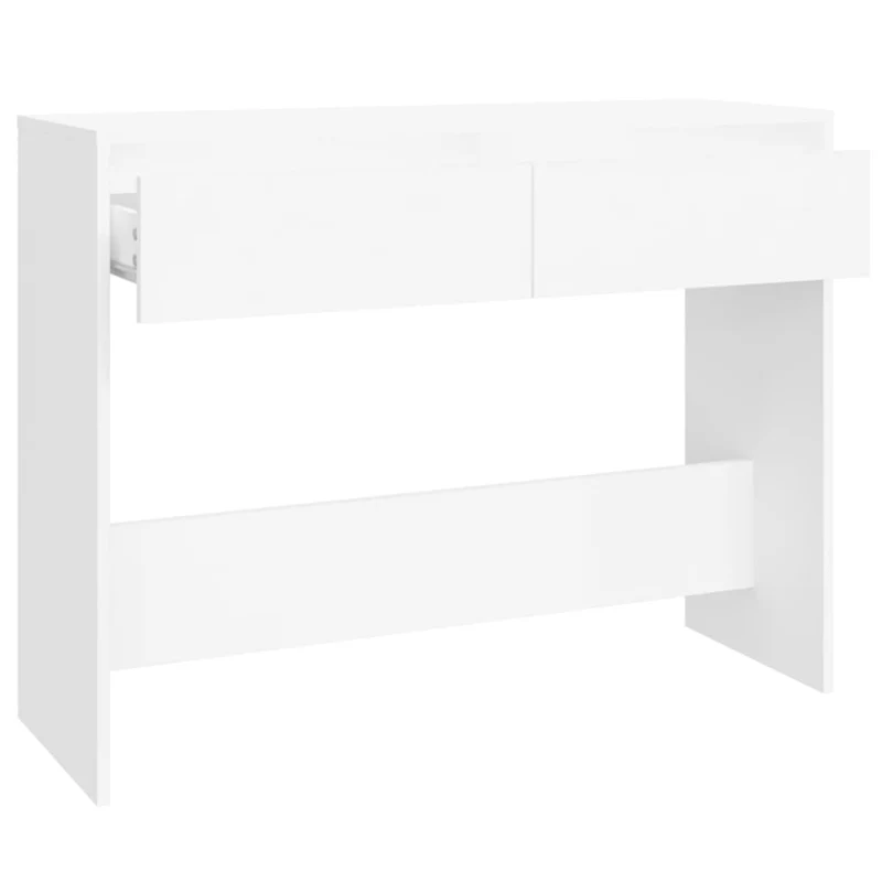 Meuble d'entrée table console design élégant avec tiroirs 100 x 35 x 76,5 cm bois d'ingénierie blanc DEC031680