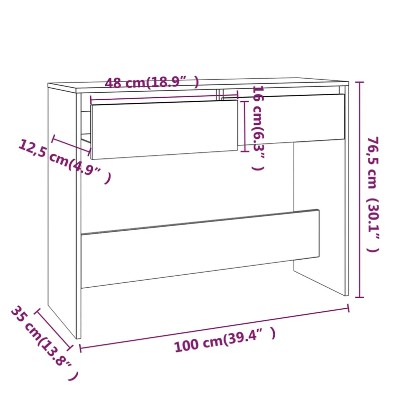 Meuble d'entrée table console design élégant avec tiroirs 100 x 35 x 76,5 cm bois d'ingénierie blanc DEC031680
