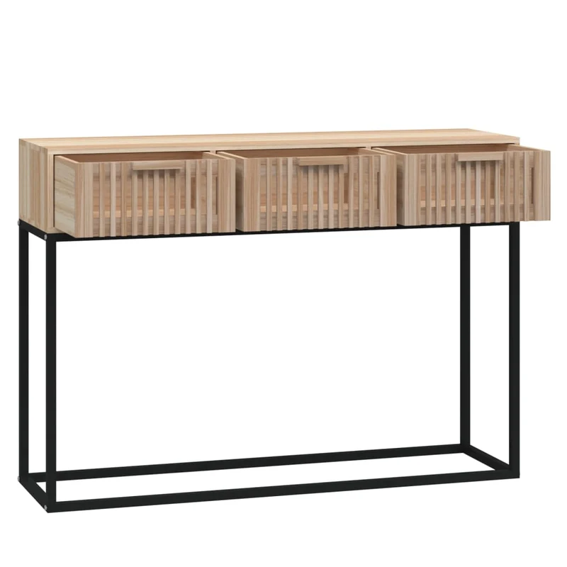 Meuble d'entrée table console design élégant avec tiroirs 105 x 30 x 75 cm bois d'ingénierie marron et fer DEC031501