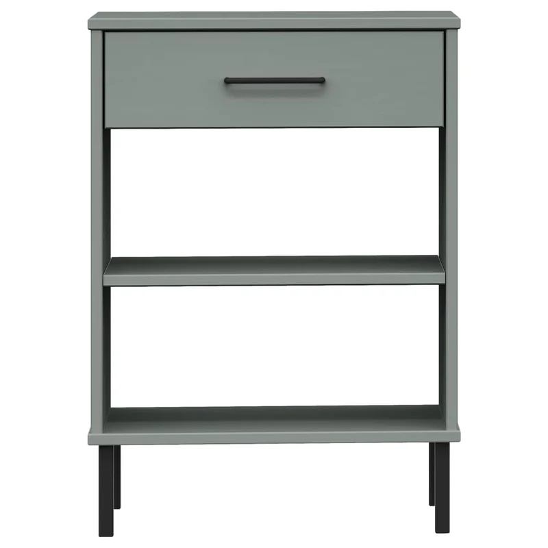 Meuble d'appoint armoire console avec tiroir pieds en métal et bois pin gris DEC031371