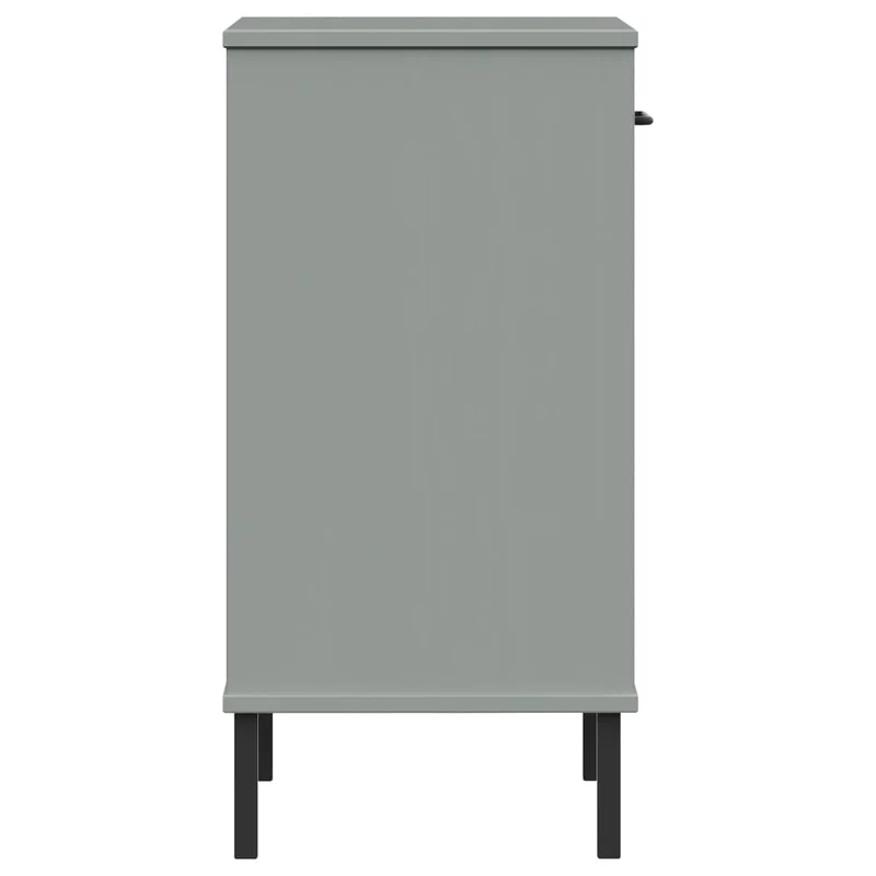 Meuble d'appoint armoire console avec tiroir pieds en métal et bois pin gris DEC031371