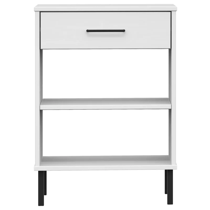 Armoire console avec tiroir et deux compartiments avec pieds en métal et bois de pin blanc DEC031369