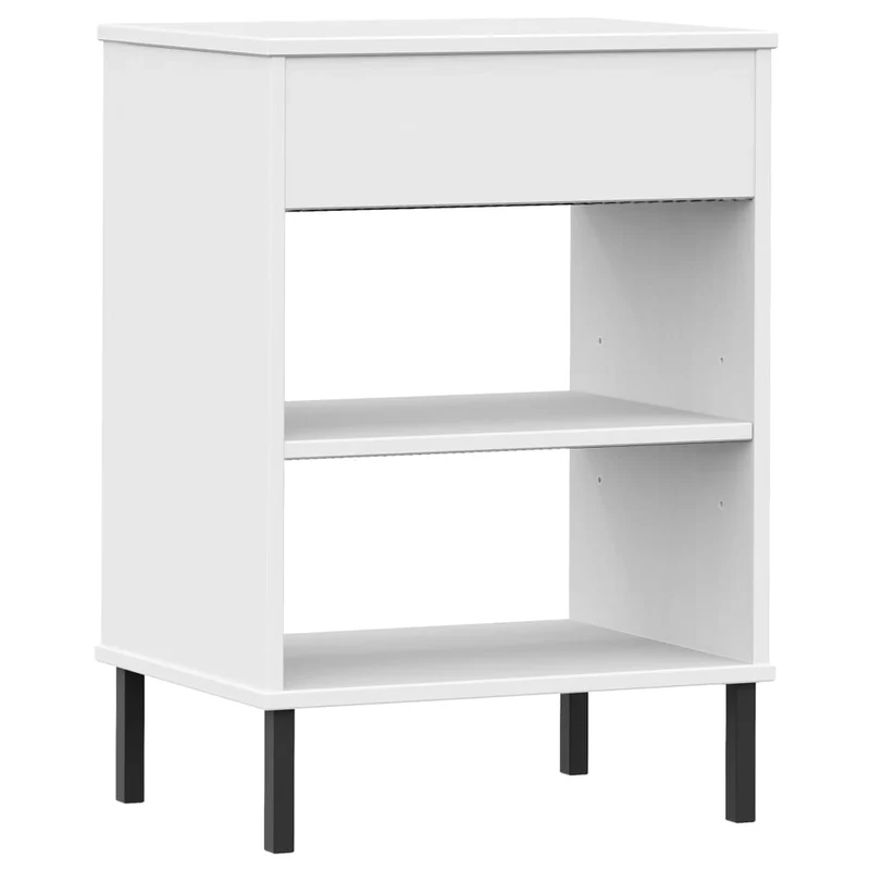 Armoire console avec tiroir et deux compartiments avec pieds en métal et bois de pin blanc DEC031369