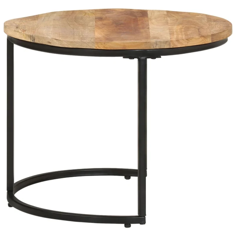 Set de 3 tables d'appoint gigognes en bois de manguier et fer DEC031323