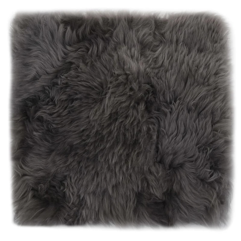 Lot de 2 coussins de chaise gris clair 40x40 cm mouton véritable DEC021288