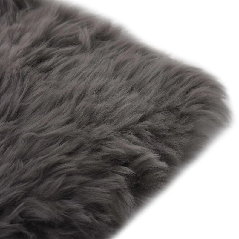 Lot de 2 coussins de chaise gris clair 40x40 cm mouton véritable DEC021288