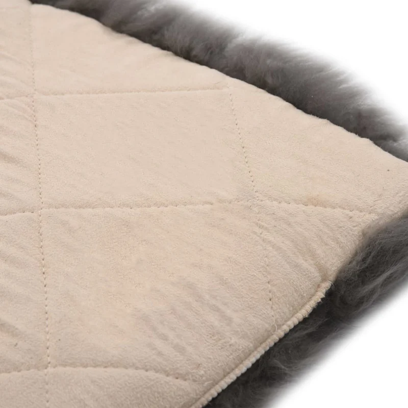 Lot de 2 coussins de chaise gris clair 40x40 cm mouton véritable DEC021288