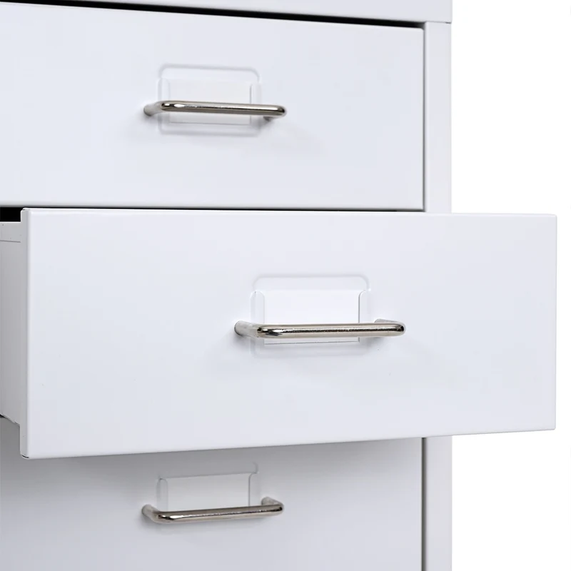 Caisson à tiroirs rangement bureau sur roulettes 69x28x41cm 6 tiroirs en acier blanc 04_0004357