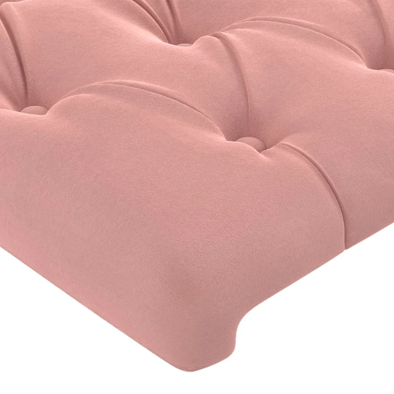 Tête de lit accessoire couchage chambre à coucher meuble à LED 200 x 7 x 78/88 cm tissu velours rose TDL0200470