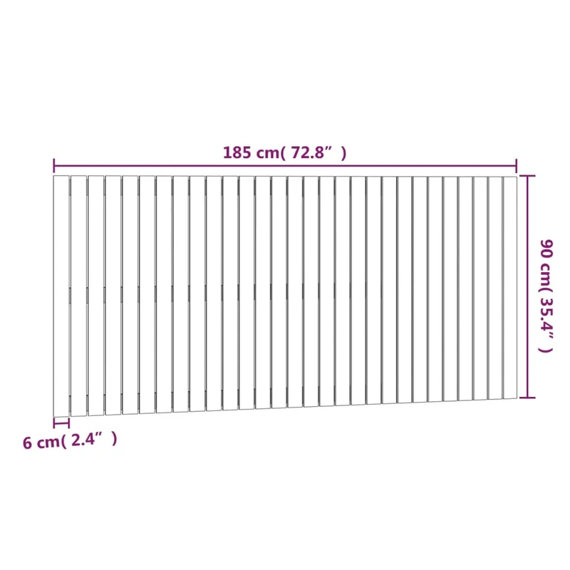 Tête de lit accessoire couchage chambre à coucher meuble murale 185 x 3 x 90 cm bois massif noir TDL0202514