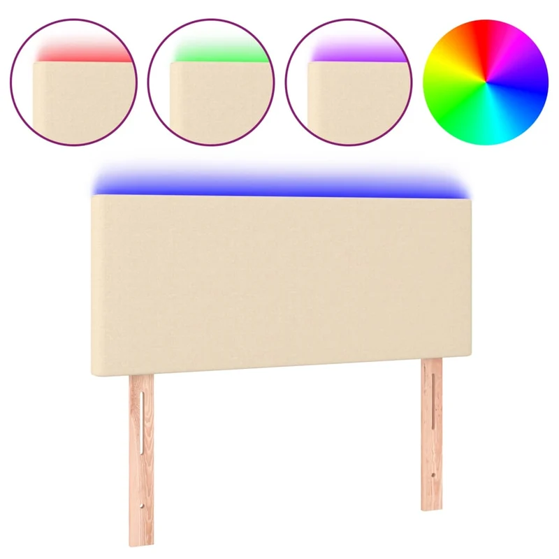 Tête de lit accessoire couchage chambre à coucher meuble à LED 100 x 5 x 78/88 cm tissu crème TDL0201673