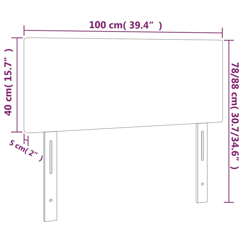 Tête de lit accessoire couchage chambre à coucher meuble à LED 100 x 5 x 78/88 cm tissu crème TDL0201673