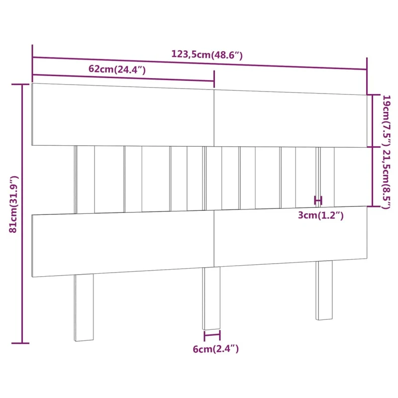 Tête de lit accessoire couchage chambre à coucher meuble 123,5 x 3 x 81 cm bois de pin massif TDL0206769