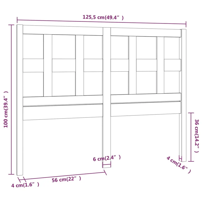 Tête de lit accessoire couchage chambre à coucher meuble 125,5 x 4 x 100 cm bois de pin massif TDL0206760