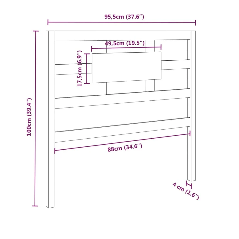 Tête de lit accessoire couchage chambre à coucher meuble 95,5 x 4 x 100 cm bois de pin massif TDL0205888