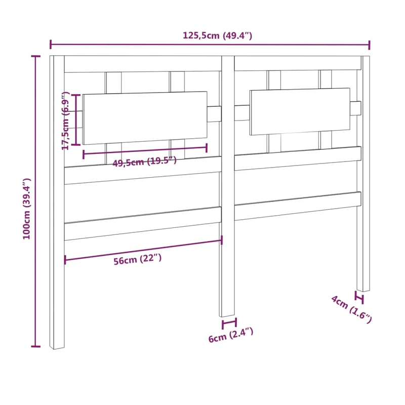 Tête de lit accessoire couchage chambre à coucher meuble 125,5 x 4 x 100 cm bois de pin blanc TDL0203931