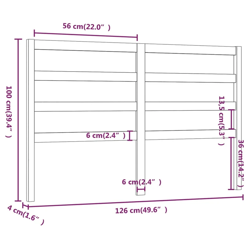 Tête de lit accessoire couchage chambre à coucher meuble 126 x 4 x 100 cm bois de pin blanc TDL0203922