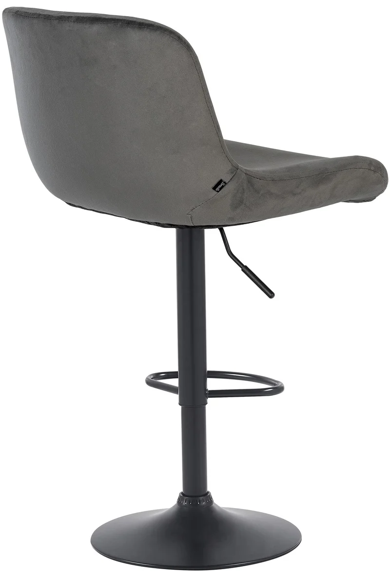 Lot de 2 tabourets de bar réglable en hauteur et rotatif repose-pieds en velours gris foncé cadre en métal noir 10_0006145