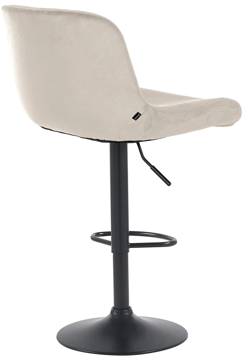 Lot de 2 tabourets de bar réglable en hauteur et rotatif repose-pieds en velours crème cadre en métal noir 10_0006097