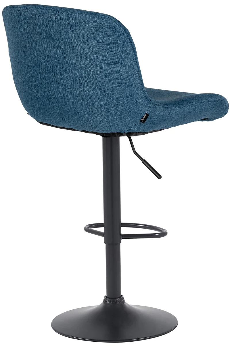 Tabouret de bar x1 réglable en hauteur et rotatif repose-pieds en tissu bleu cadre en métal noir 10_0006050