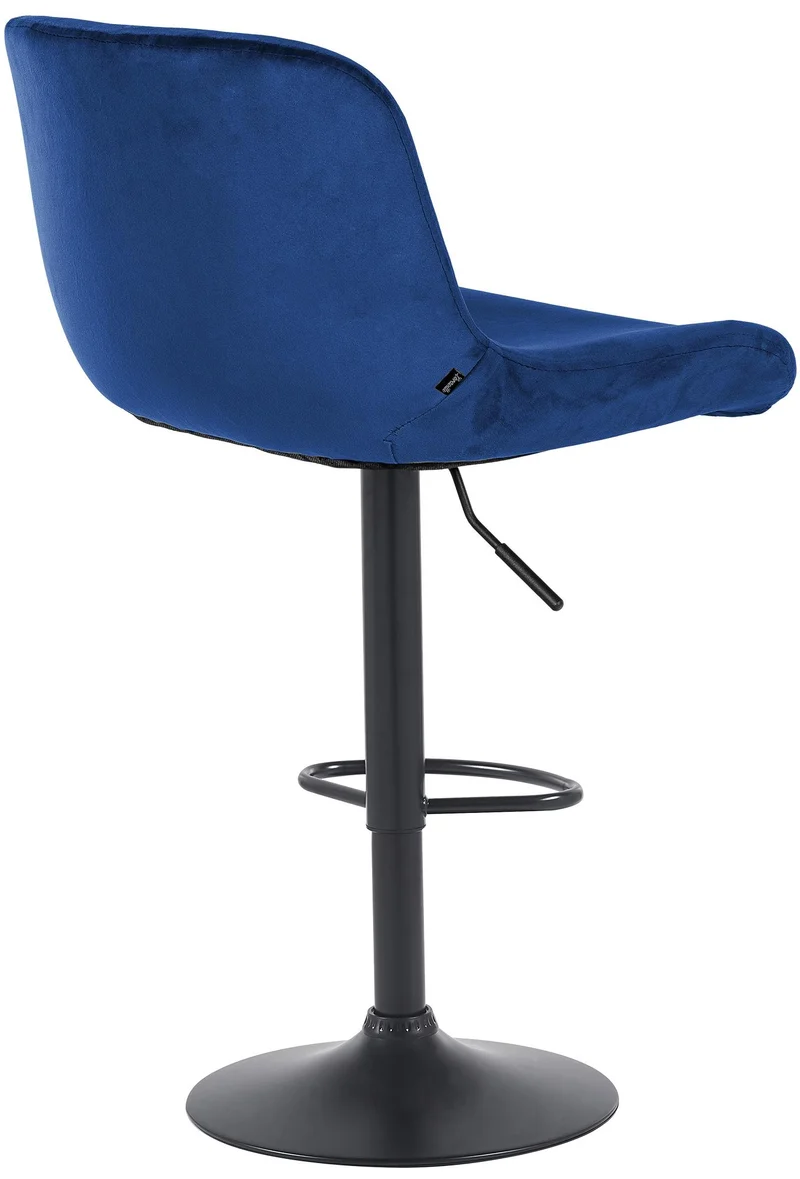 Tabouret de bar x1 réglable en hauteur et rotatif repose-pieds en velours bleu cadre en métal noir 10_0006015