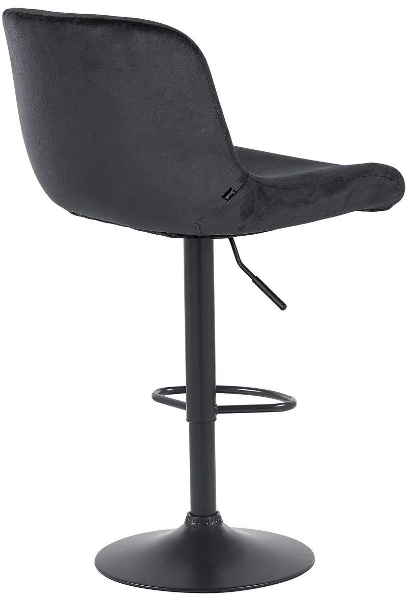 Lot de 2 tabourets de bar réglable en hauteur et rotatif repose-pieds en velours noir cadre en métal noir 10_0005955