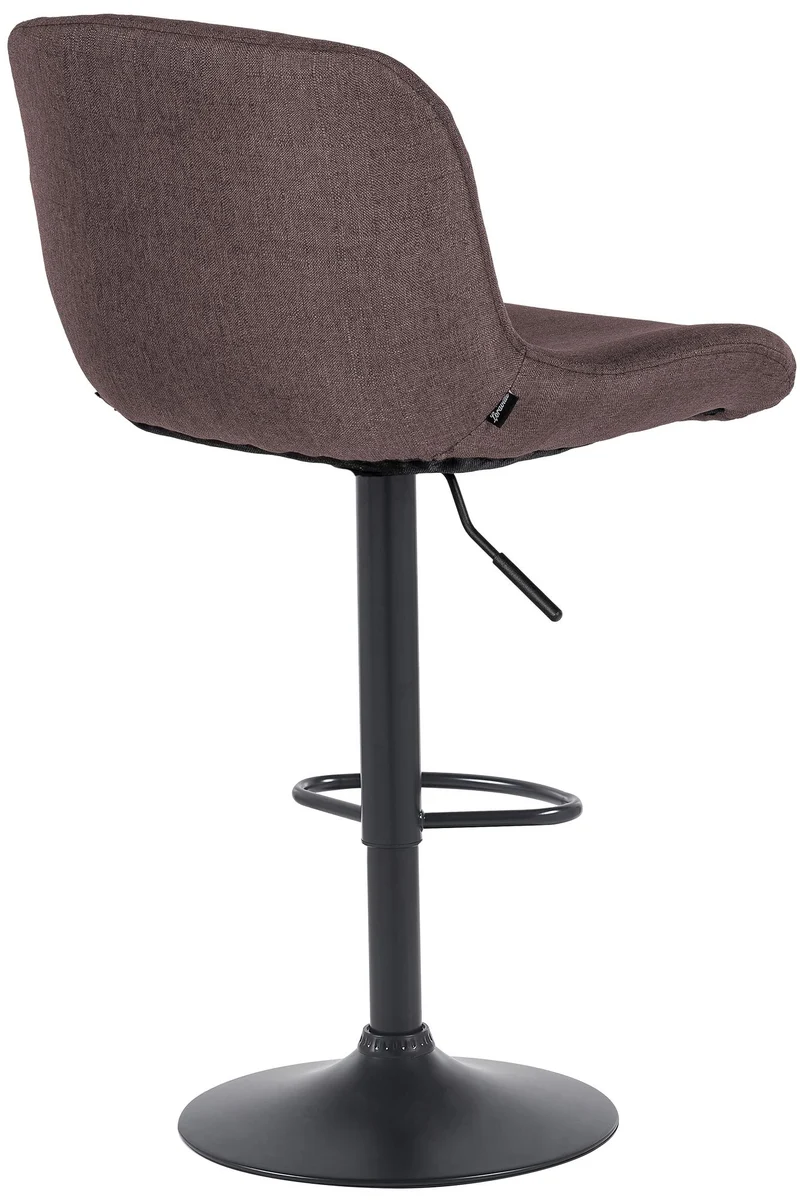 Tabouret de bar x1 réglable en hauteur et rotatif repose-pieds en tissu marron cadre en métal noir 10_0005882